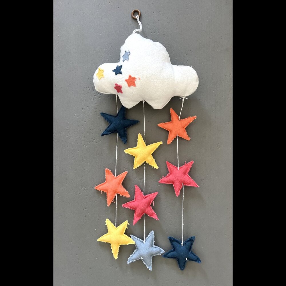 Anthropologie Starry Night Stars Cloud Mobile for Kids Baby Nursery Cotton